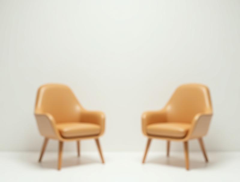Two wooden chairs facing each other in a simple setting
