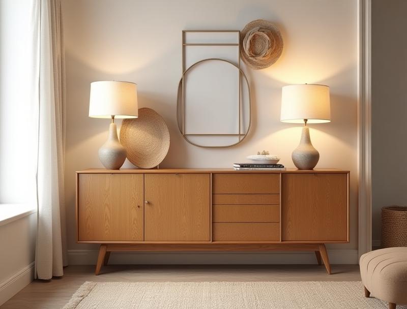 Wooden sideboard in a living room